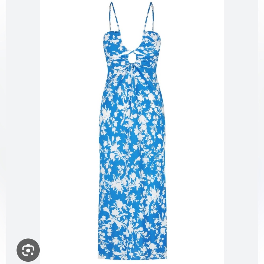 Blue and White Floral Maxi Dress